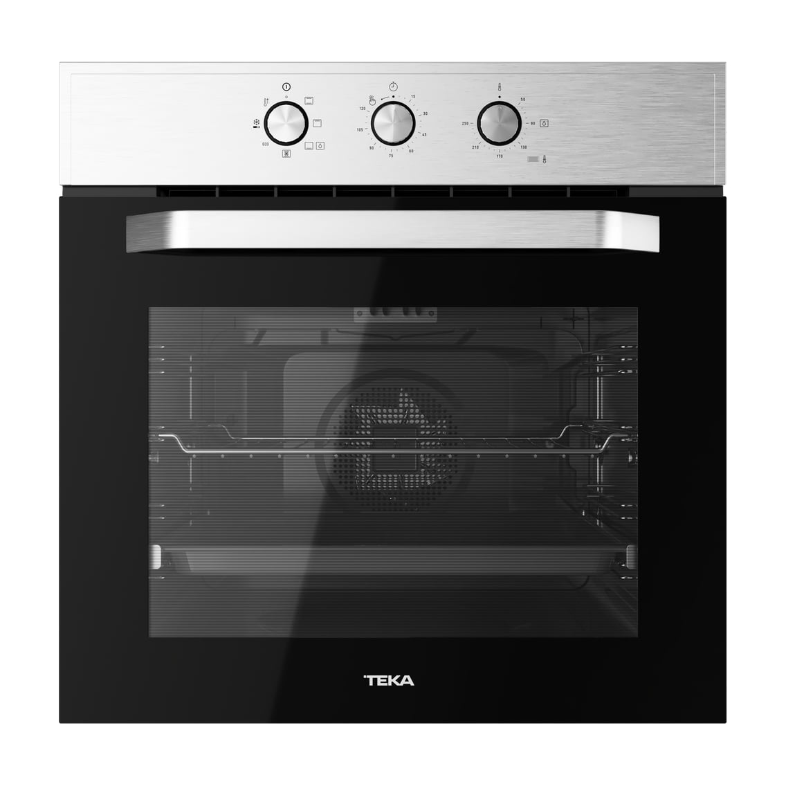 Teka HCB 6525 stainless steel and black built-in oven, front view